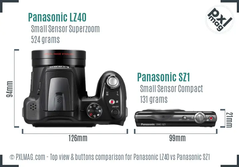 Panasonic LZ40 vs Panasonic SZ1 top view buttons comparison
