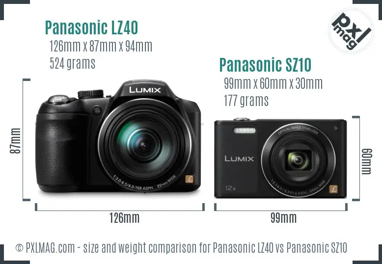 Panasonic LZ40 vs Panasonic SZ10 size comparison