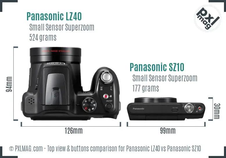 Panasonic LZ40 vs Panasonic SZ10 top view buttons comparison