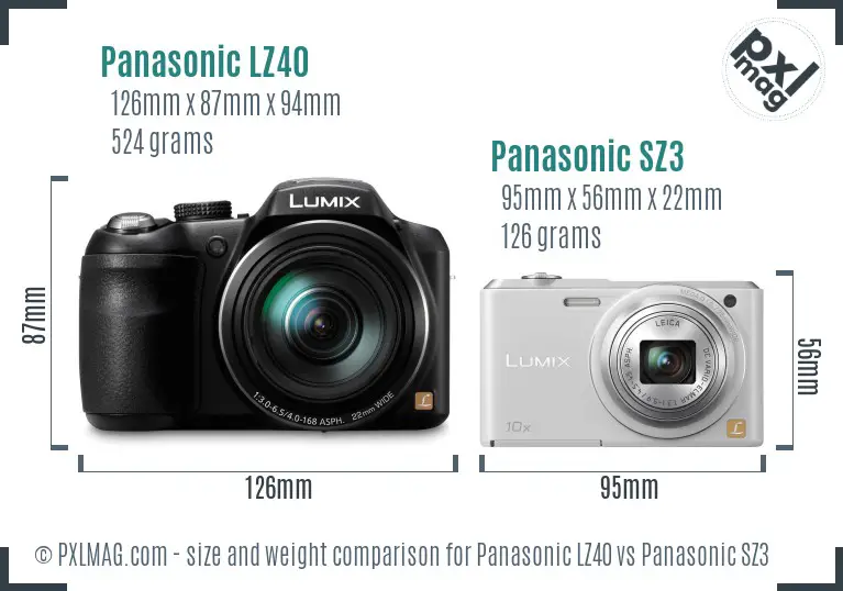 Panasonic LZ40 vs Panasonic SZ3 size comparison