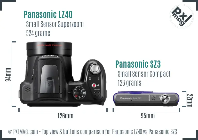 Panasonic LZ40 vs Panasonic SZ3 top view buttons comparison