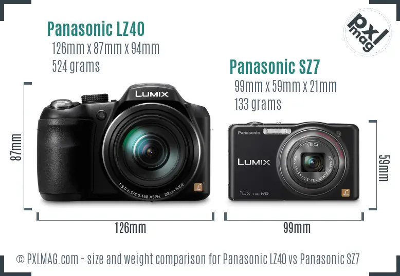 Panasonic LZ40 vs Panasonic SZ7 size comparison
