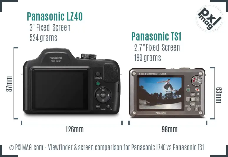 Panasonic LZ40 vs Panasonic TS1 Screen and Viewfinder comparison