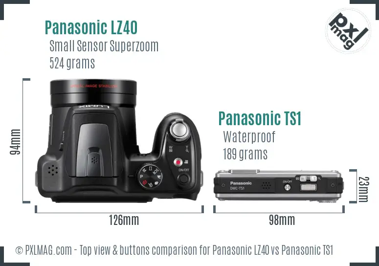 Panasonic LZ40 vs Panasonic TS1 top view buttons comparison