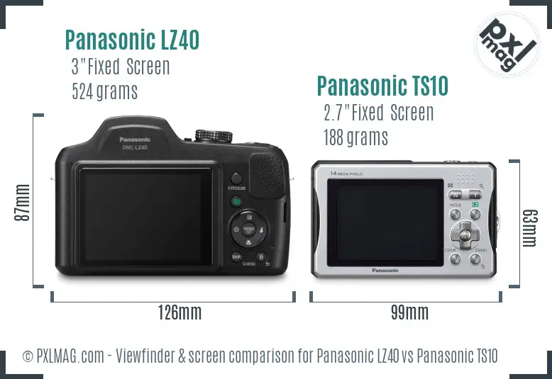 Panasonic LZ40 vs Panasonic TS10 Screen and Viewfinder comparison