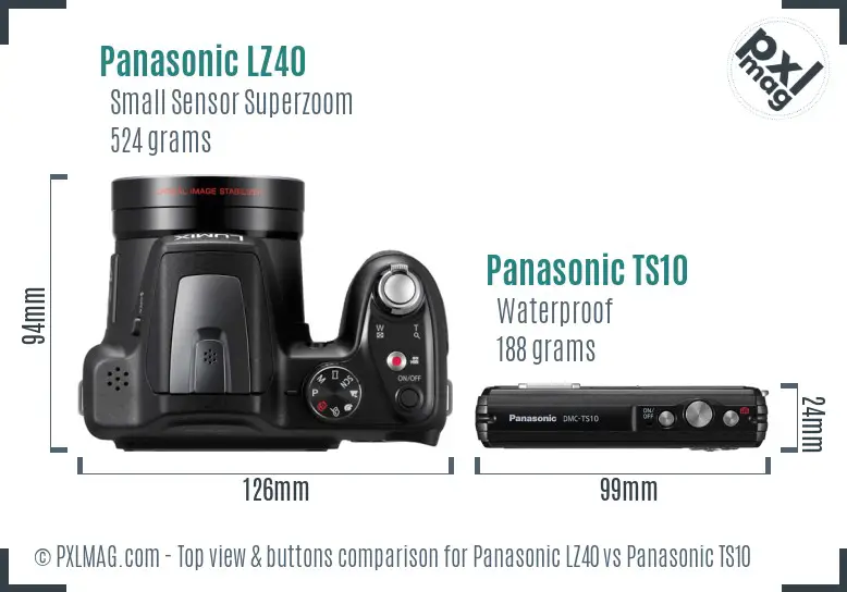 Panasonic LZ40 vs Panasonic TS10 top view buttons comparison