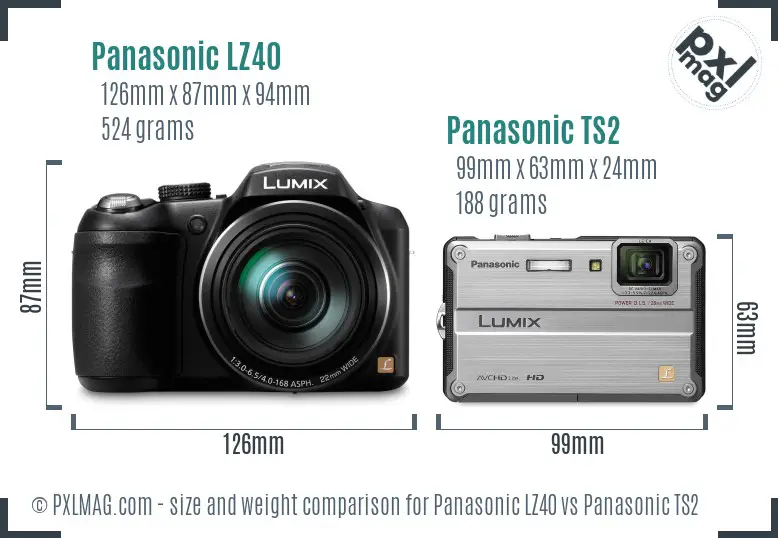 Panasonic LZ40 vs Panasonic TS2 size comparison
