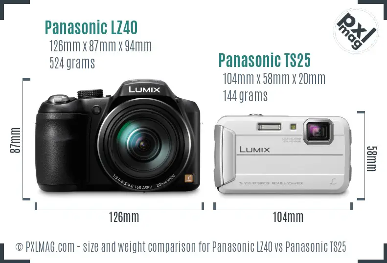 Panasonic LZ40 vs Panasonic TS25 size comparison