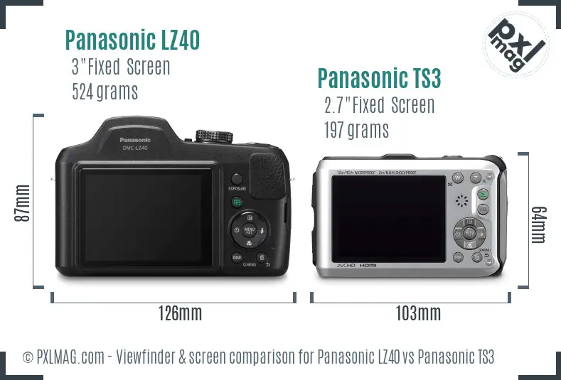 Panasonic LZ40 vs Panasonic TS3 Screen and Viewfinder comparison