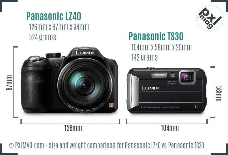 Panasonic LZ40 vs Panasonic TS30 size comparison