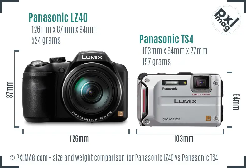 Panasonic LZ40 vs Panasonic TS4 size comparison