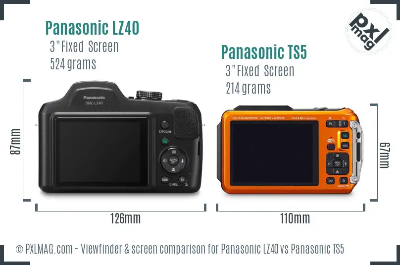 Panasonic LZ40 vs Panasonic TS5 Screen and Viewfinder comparison