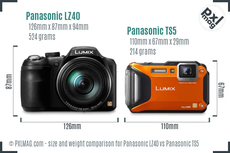 Panasonic LZ40 vs Panasonic TS5 size comparison