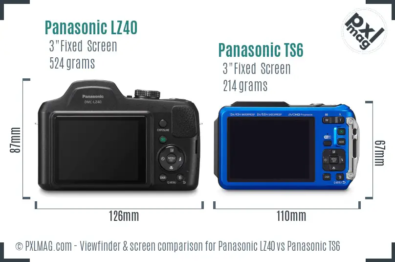 Panasonic LZ40 vs Panasonic TS6 Screen and Viewfinder comparison