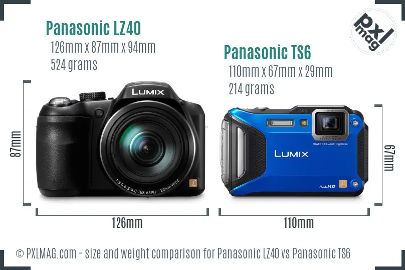 Panasonic LZ40 vs Panasonic TS6 size comparison