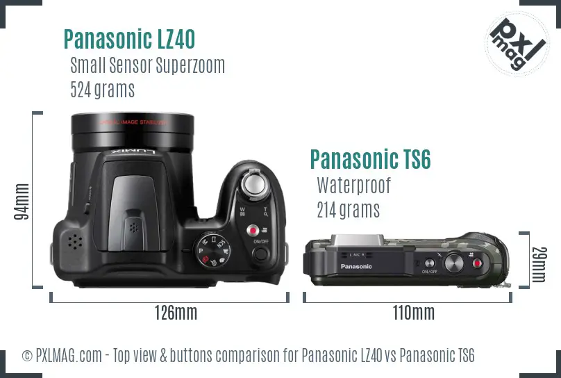 Panasonic LZ40 vs Panasonic TS6 top view buttons comparison