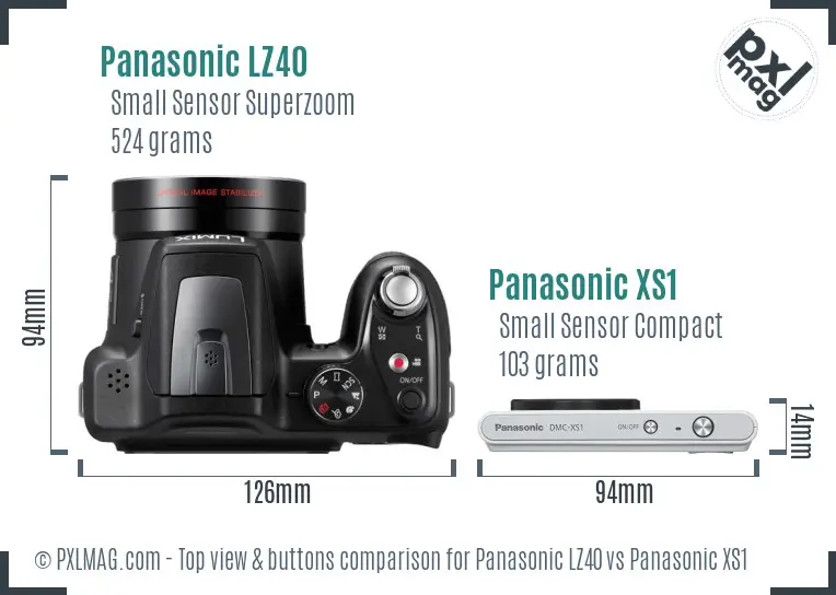 Panasonic LZ40 vs Panasonic XS1 top view buttons comparison