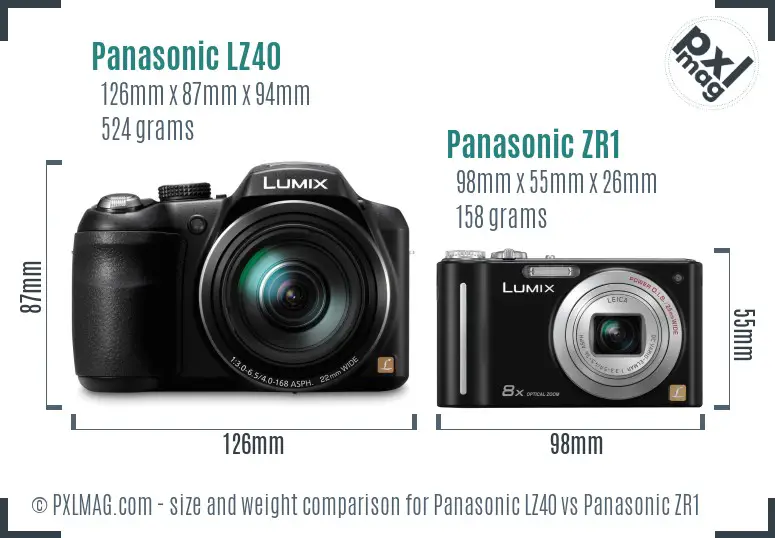 Panasonic LZ40 vs Panasonic ZR1 size comparison