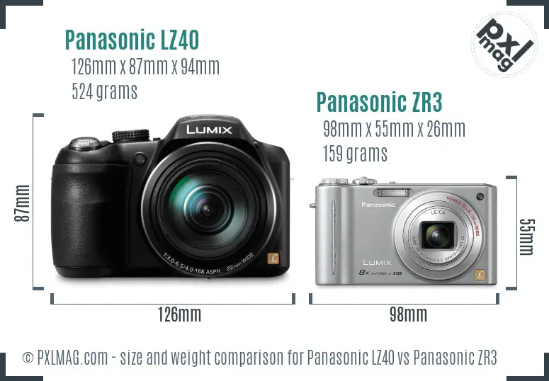 Panasonic LZ40 vs Panasonic ZR3 size comparison