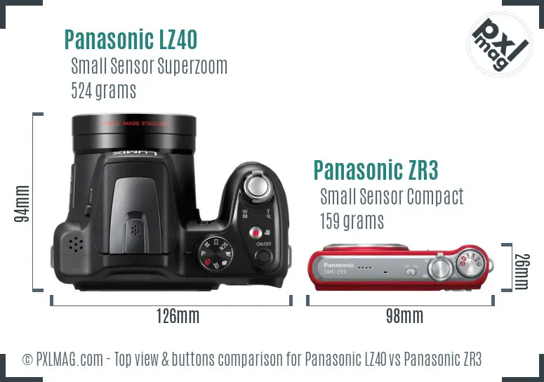 Panasonic LZ40 vs Panasonic ZR3 top view buttons comparison