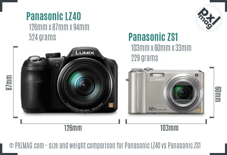 Panasonic LZ40 vs Panasonic ZS1 size comparison
