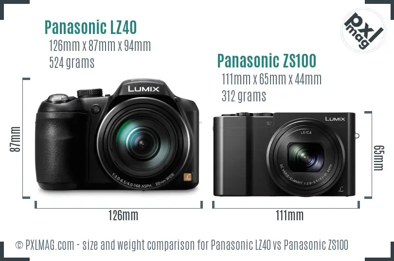 Panasonic LZ40 vs Panasonic ZS100 size comparison