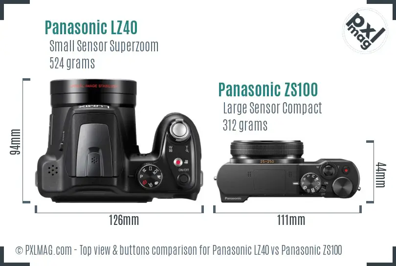 Panasonic LZ40 vs Panasonic ZS100 top view buttons comparison