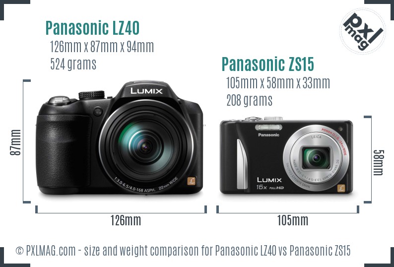 Panasonic LZ40 vs Panasonic ZS15 size comparison