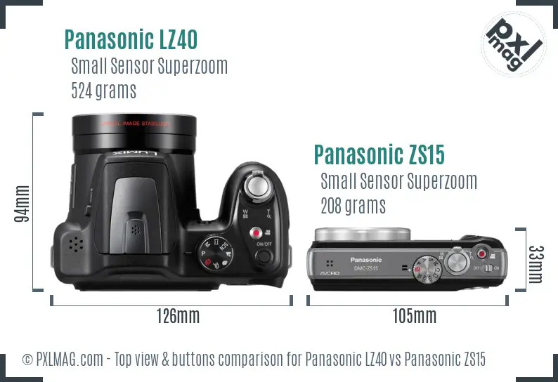 Panasonic LZ40 vs Panasonic ZS15 top view buttons comparison