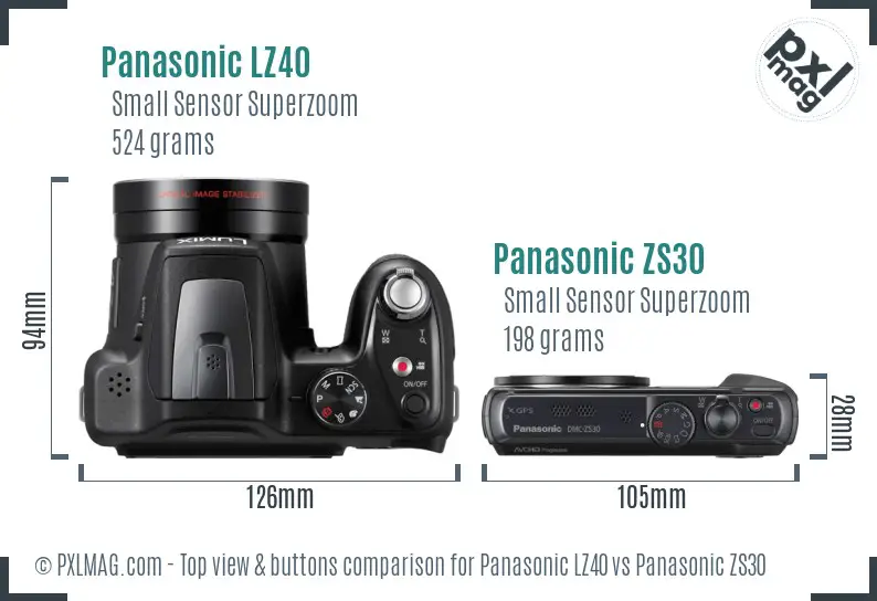 Panasonic LZ40 vs Panasonic ZS30 top view buttons comparison