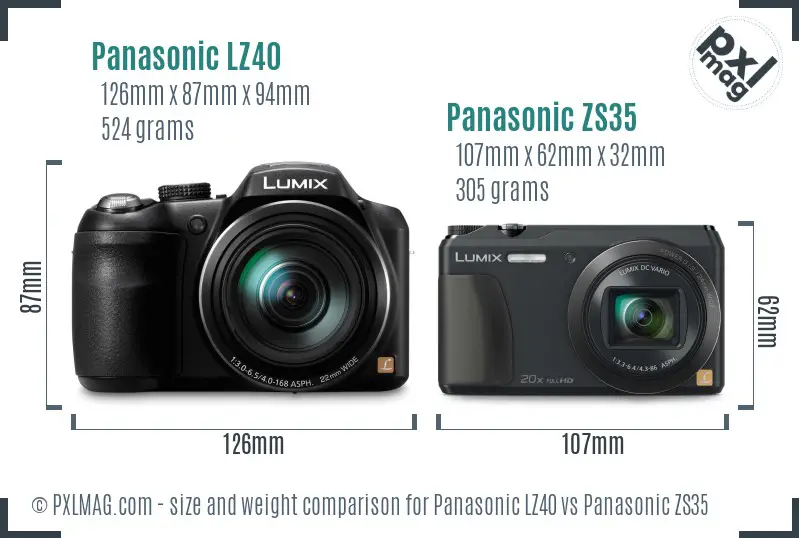 Panasonic LZ40 vs Panasonic ZS35 size comparison