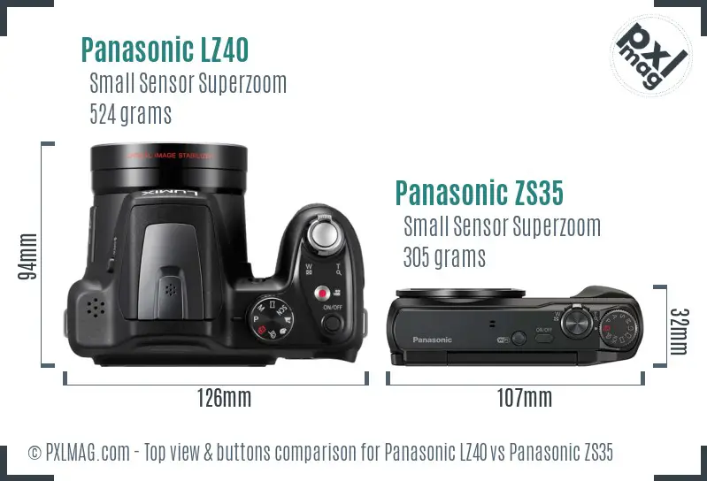 Panasonic LZ40 vs Panasonic ZS35 top view buttons comparison