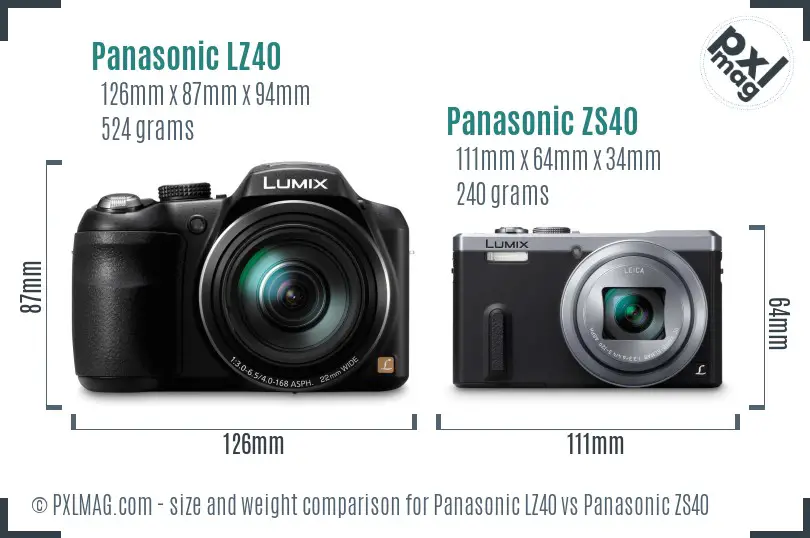 Panasonic LZ40 vs Panasonic ZS40 size comparison