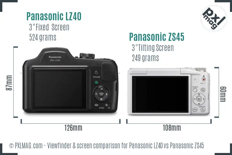 Panasonic LZ40 vs Panasonic ZS45 Screen and Viewfinder comparison