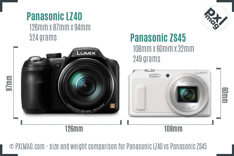 Panasonic LZ40 vs Panasonic ZS45 size comparison