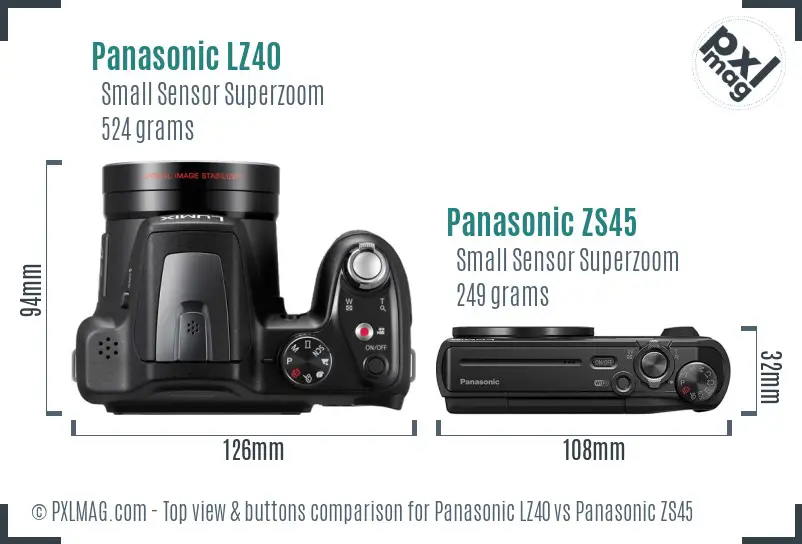 Panasonic LZ40 vs Panasonic ZS45 top view buttons comparison