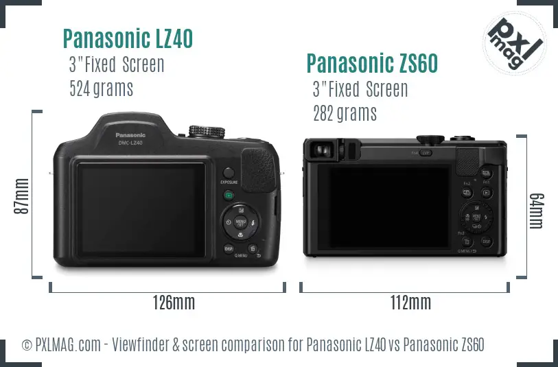 Panasonic LZ40 vs Panasonic ZS60 Screen and Viewfinder comparison