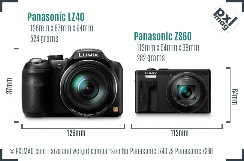 Panasonic LZ40 vs Panasonic ZS60 size comparison
