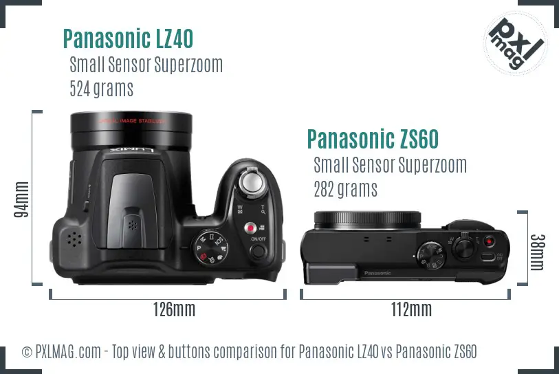 Panasonic LZ40 vs Panasonic ZS60 top view buttons comparison