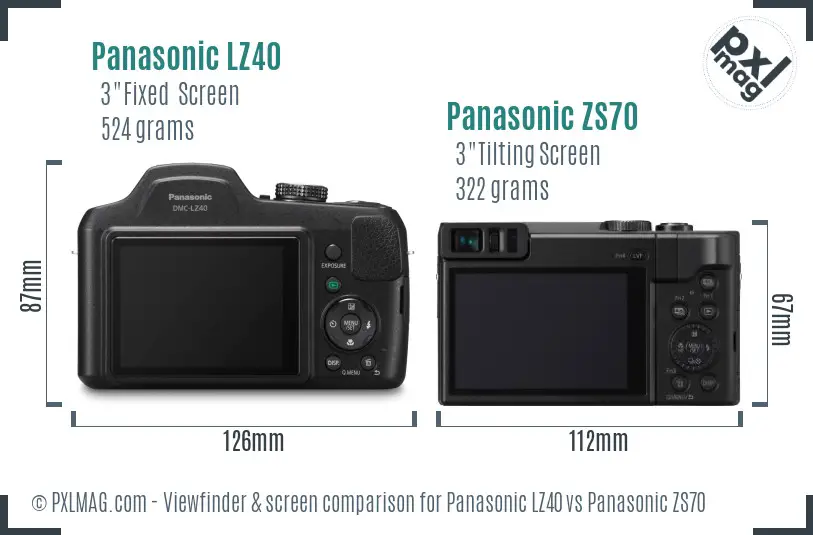 Panasonic LZ40 vs Panasonic ZS70 Screen and Viewfinder comparison