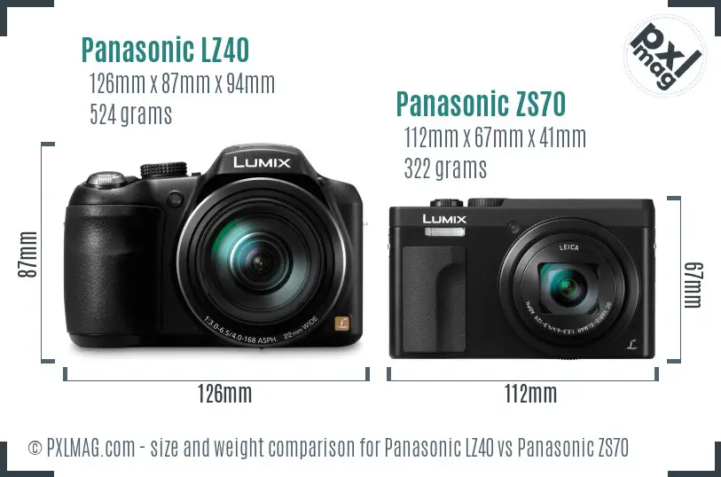 Panasonic LZ40 vs Panasonic ZS70 size comparison