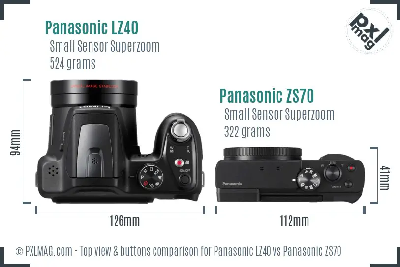 Panasonic LZ40 vs Panasonic ZS70 top view buttons comparison