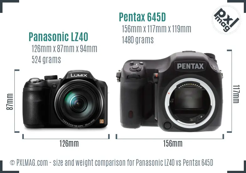 Panasonic LZ40 vs Pentax 645D size comparison