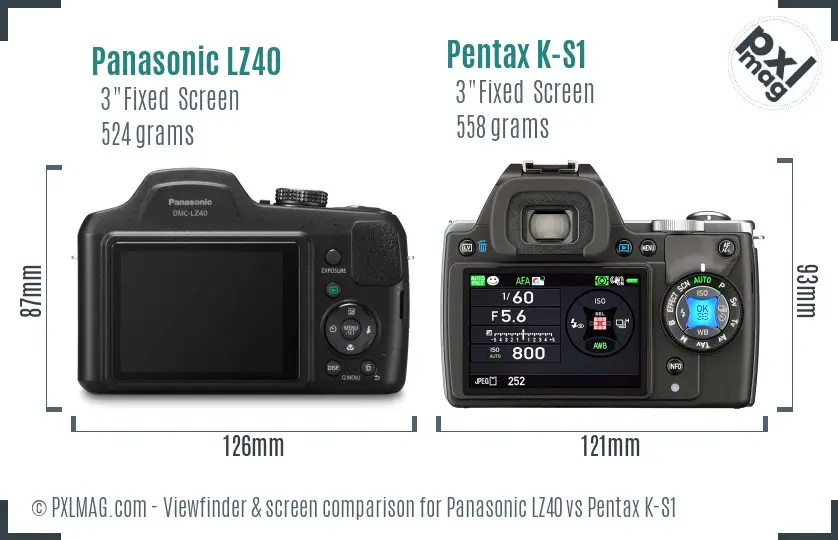 Panasonic LZ40 vs Pentax K-S1 Screen and Viewfinder comparison