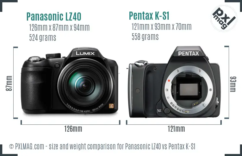 Panasonic LZ40 vs Pentax K-S1 size comparison