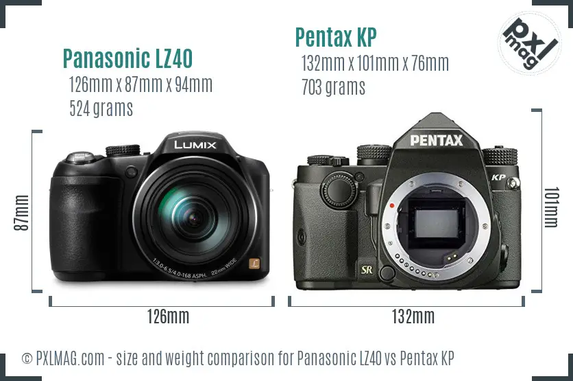 Panasonic LZ40 vs Pentax KP size comparison