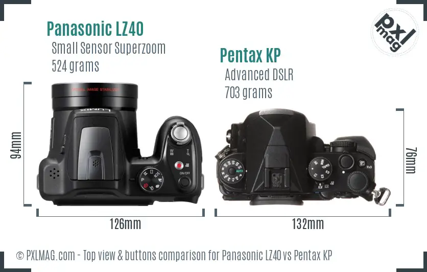 Panasonic LZ40 vs Pentax KP top view buttons comparison
