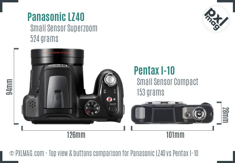 Panasonic LZ40 vs Pentax I-10 top view buttons comparison