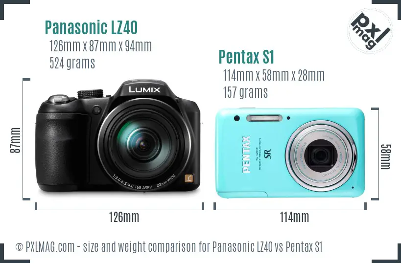 Panasonic LZ40 vs Pentax S1 size comparison
