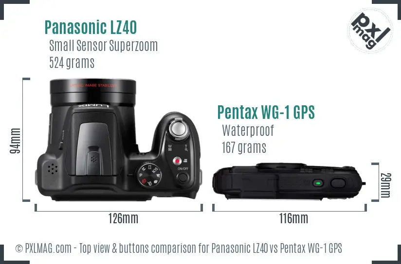 Panasonic LZ40 vs Pentax WG-1 GPS top view buttons comparison